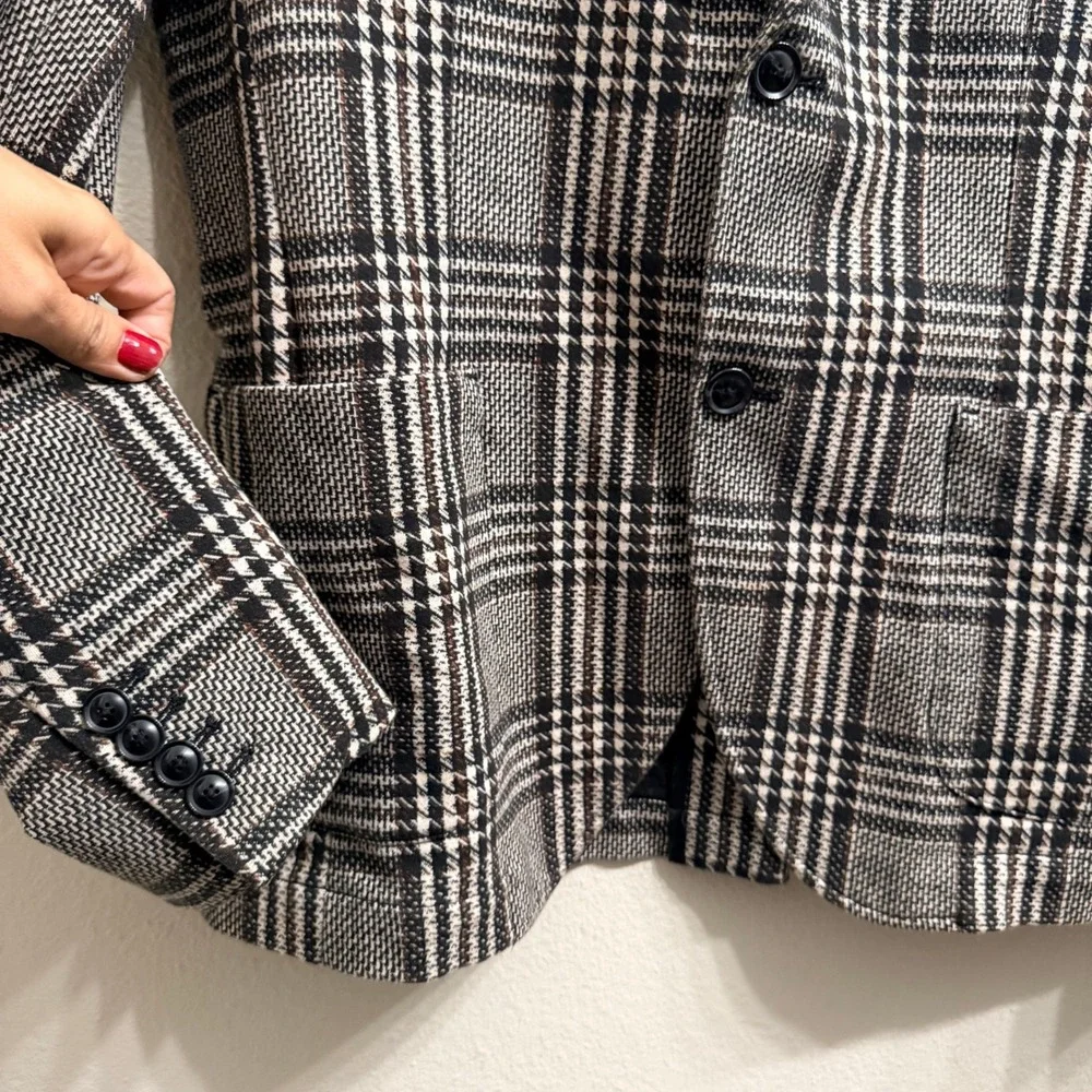 Zara Glen Check Plaid Two-Button Tailored Jacket Mens 40R Sport Coat Blazer